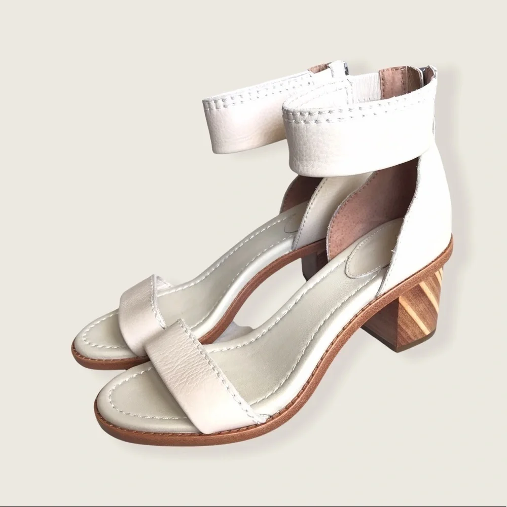 Frye Classic Cream Brielle Zip Block Ankle Heels - Picture 15 of 16